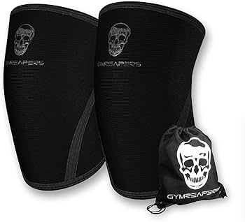 Gymreapers Knee Sleeves (1 Pair) With Gym Bag - IPF Approved - Knee Compression Sleeve Support for Squats, Weightlifting, and Powerlifting 7MM Neoprene Sleeves - 1 Year Warranty (Black/Black, Large) : Health & Household