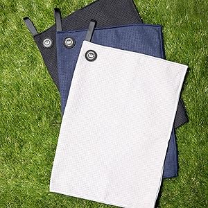 Towel for Golf Bags - Microfiber Golf Towels for Men & Women - Waffle Golf Bag Towel with Magnet (Black)