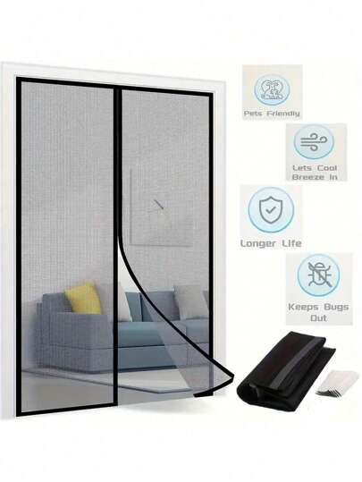 Heavy Duty Magnetic Screen Door With Full Frame Hook And Loop