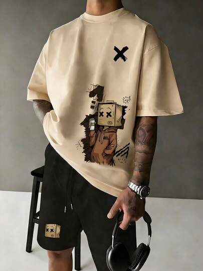 Men's Summer Casual Round Neck Short Sleeve T-Shirt And Drawstring Waist Shorts Set