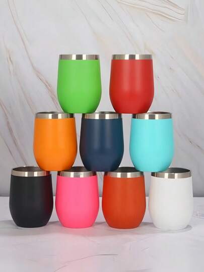 1pc Water/Beer/Wine/Coffee Mug, 12oz/350ML Wine Tumbler With Push Lid