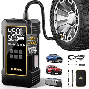 Dual Cylinder Tire Inflator Portable Air Compressor - 160 PSI Dual Power Cordless Air Pump for Car, Truck, SUV - 12V DC &amp; Rechargeable Battery, Digital Display, LED Light &amp; Auto Shut-Off : Tools &amp; Home Improvement