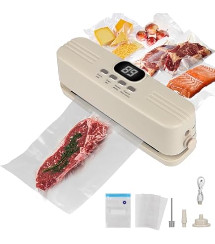 Sealer Machine for Food Storage, 3-in-1 Seal &amp; Vacuum with Digital Temperature Control, USB Rechargeable Mini Bag Sealer for Snacks, Frozen Meat, Coffee Beans, Baby Food, Pet Treats: Home &amp; Kitchen